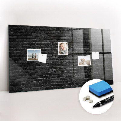 Magnetic board with magnets Dark brick wall