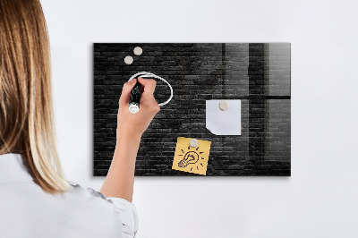 Magnetic board with magnets Dark brick wall