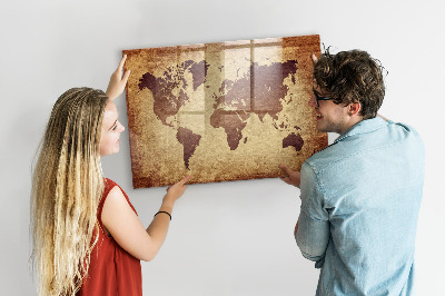 Magnetic dry erase board Old world map