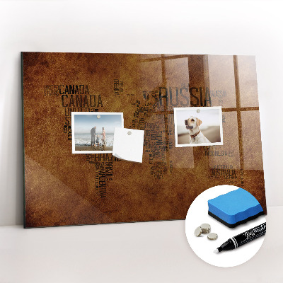 Magnetic dry erase board Country names map