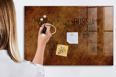 Magnetic dry erase board Country names map