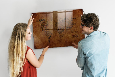 Magnetic dry erase board Country names map