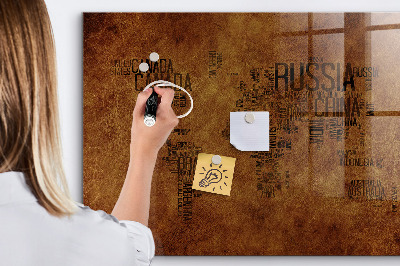 Magnetic dry erase board Country names map