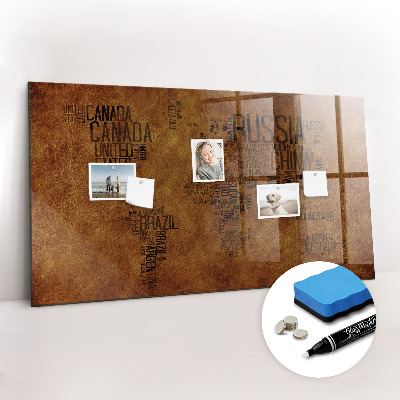 Magnetic dry erase board Country names map