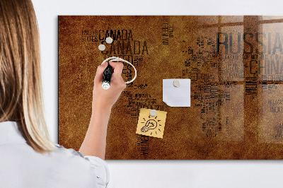Magnetic dry erase board Country names map