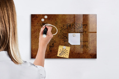 Magnetic dry erase board Country names map