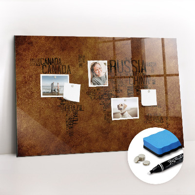 Magnetic dry erase board Country names map