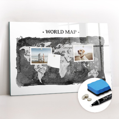 Magnetic marker board Retro world map