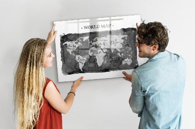 Magnetic board with magnets Retro world map