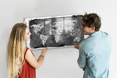 Magnetic marker board Retro world map