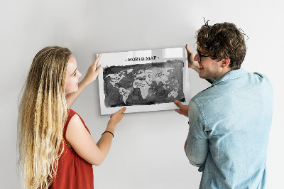 Magnetic board with magnets Retro world map