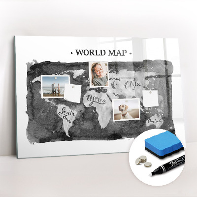 Magnetic marker board Retro world map