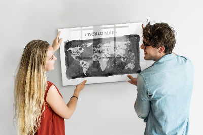 Magnetic board with magnets Retro world map