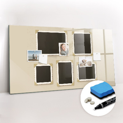 Magnetic glass board Retro frame