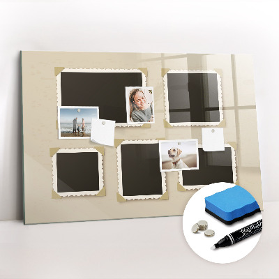 Magnetic glass board Retro frame