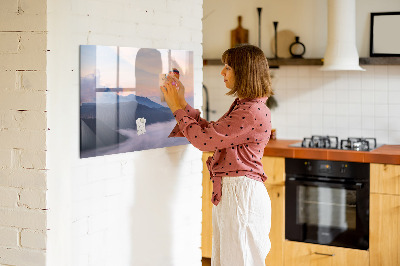 Magnetic writing board with marker Beautiful landscape