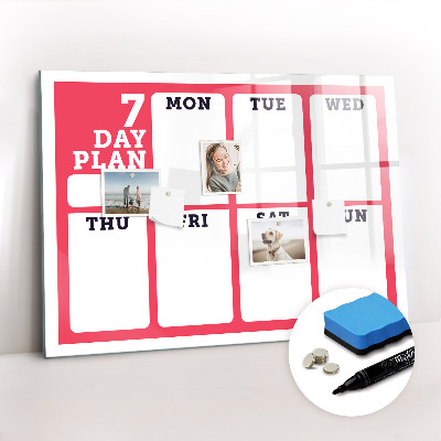 Magnetic writing board Weekly planner