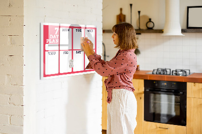 Magnetic writing board Weekly planner