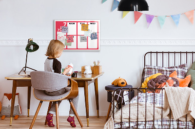 Magnetic writing board Weekly planner