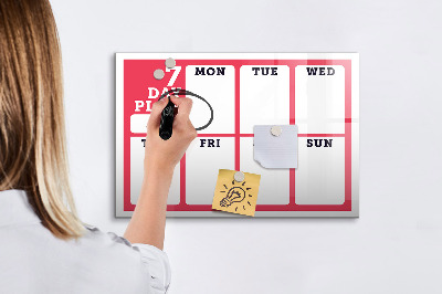 Magnetic writing board Weekly planner
