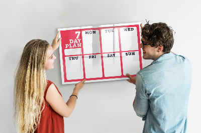Magnetic writing board Weekly planner