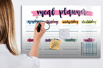 Magnetic writing board Weekly menu