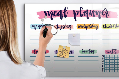 Magnetic writing board Weekly menu