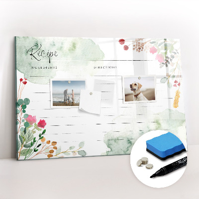 Magnetic board with marker Place for the recipe