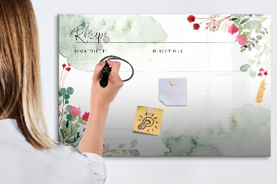 Magnetic board with marker Place for the recipe