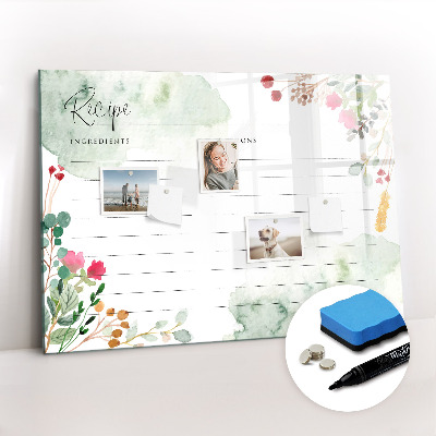 Magnetic board with marker Place for the recipe