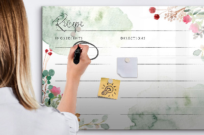 Magnetic board with marker Place for the recipe