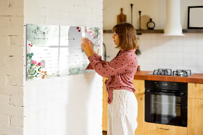 Magnetic board with marker Place for a recipe