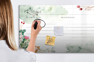 Magnetic board with marker Place for the recipe