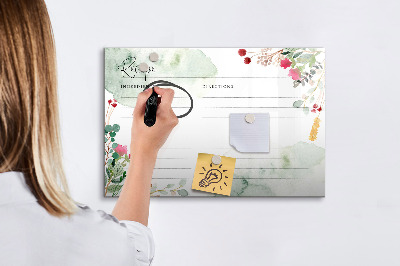Magnetic board with marker Place for the recipe