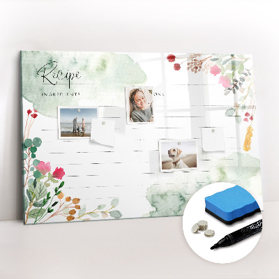 Magnetic board with marker Place for the recipe