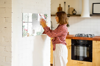 Magnetic board with marker Place for a recipe