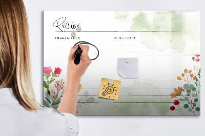 Magnetic writing board Place for a recipe