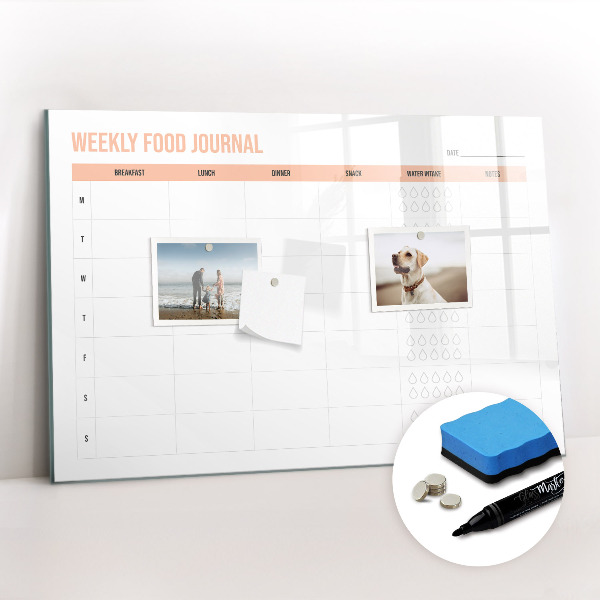 Magnetic writing board Weekly meal planner