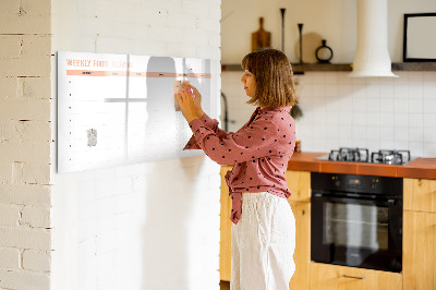 Magnetic board for drawing Weekly Meal Planner