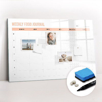 Magnetic writing board Weekly meal planner