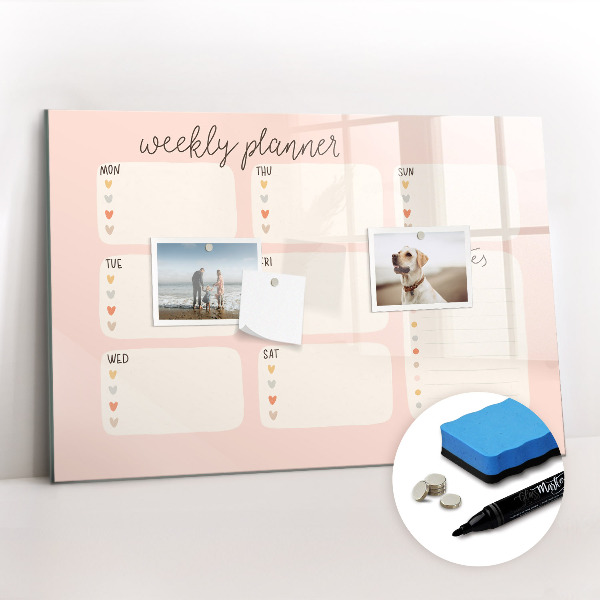 Magnetic board for drawing A lovely weekly planner