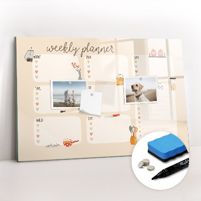Magnetic writing board Weekly planner