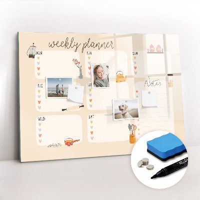 Magnetic writing board Weekly planner