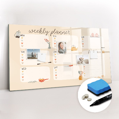 Magnetic writing board Weekly planner
