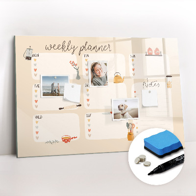Magnetic writing board Weekly planner