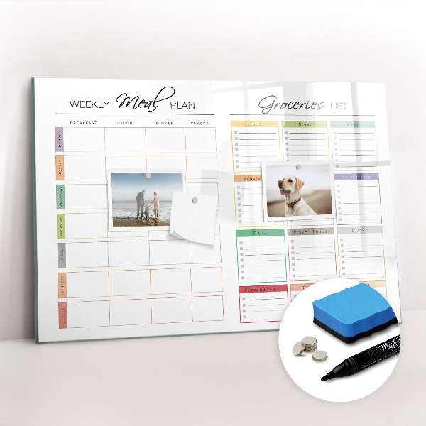 Magnetic erase board Weekly menu