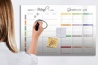 Magnetic erase board Weekly menu