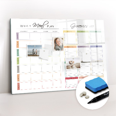 Magnetic erase board Weekly menu