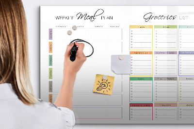 Magnetic erase board Weekly menu