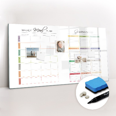 Magnetic erase board Weekly menu